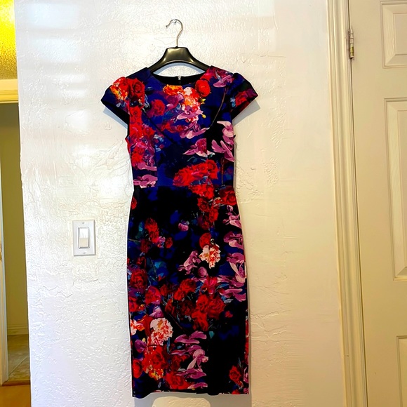 Betsey Jonhson floral print sheath midi dress  size 2 - Picture 1 of 10